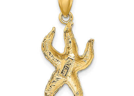 14K Textured Starfish Charm, 23 x 12.1mm