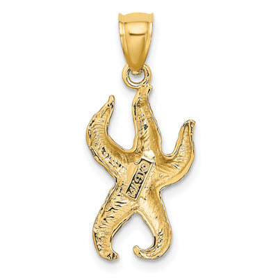 14K Textured Starfish Charm, 23 x 12.1mm