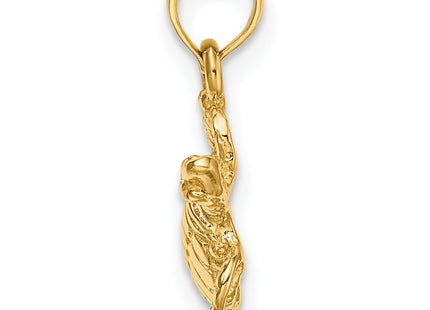 14K Textured Sea Turtle Charm, 16 x 16.4mm