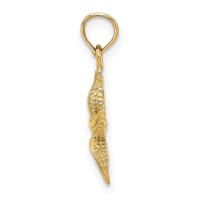 14K Textured Starfish Charm, 17 x 12.12mm
