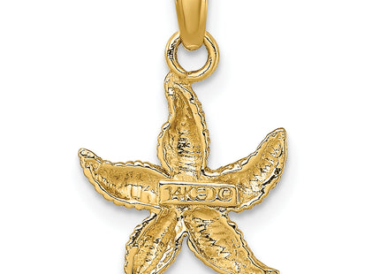 14K Textured Starfish Charm, 17 x 12.12mm