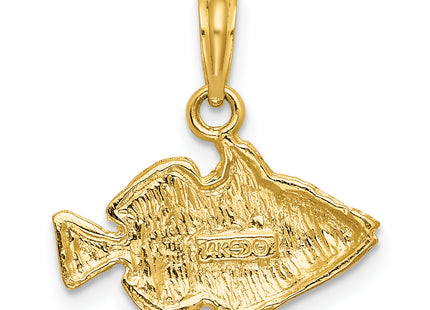 14K 2-D Engraved Striped Fish Charm