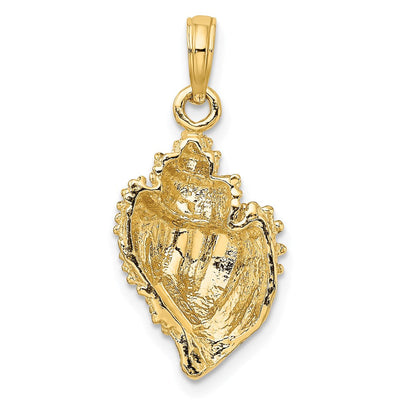 14K Textured Conch Shell Charm, 29 x 12.9mm