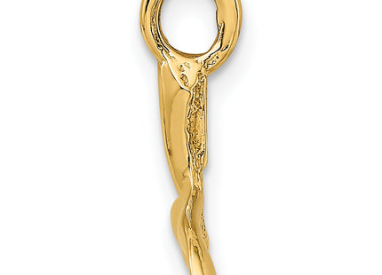 14K 3-D Polished Whale Tail Chain Slide