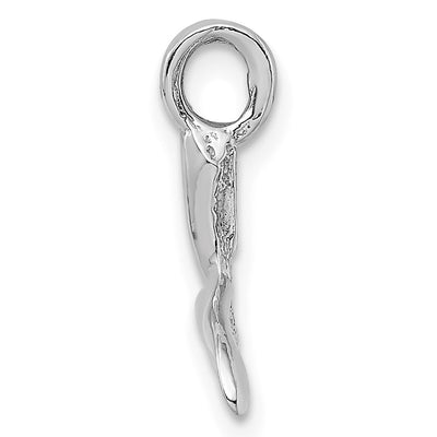 14K White Gold 3-D Polished Whale Tail Chain Slide, 20 x 16mm