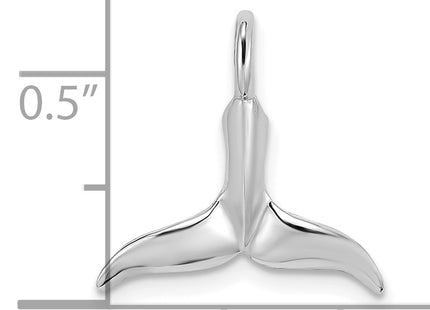 14K White Gold 3-D Polished Whale Tail Chain Slide, 20 x 16mm