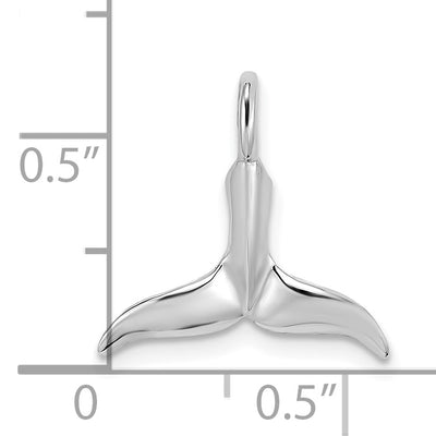 14K White Gold 3-D Polished Whale Tail Chain Slide, 20 x 16mm