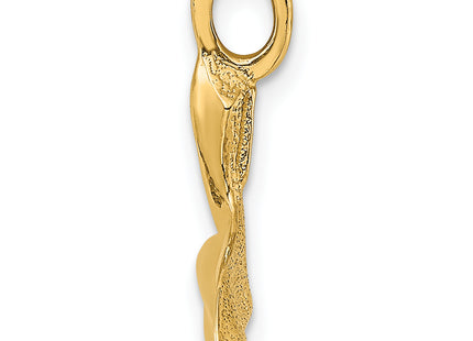 14K 3-D Polished Whale Tail Charm