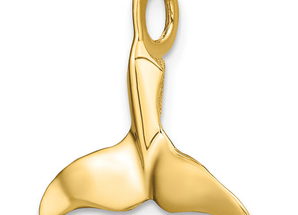 14K 3-D Polished Whale Tail Charm