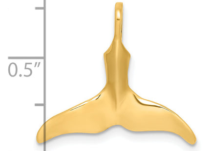 14K 3-D Polished Whale Tail Charm