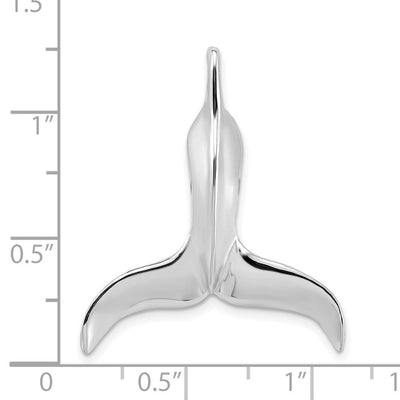 14K White Gold 3-D Polished Whale Tail Chain Slide, 30 x 26mm