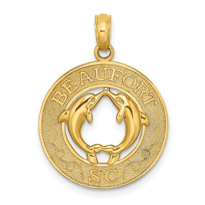 14K BEAUFORT SC w/Dolphins Circle Charm
