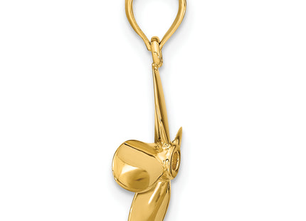 14K 3-D w/ 4 Blades Propeller Charm, 20.85 x 15mm