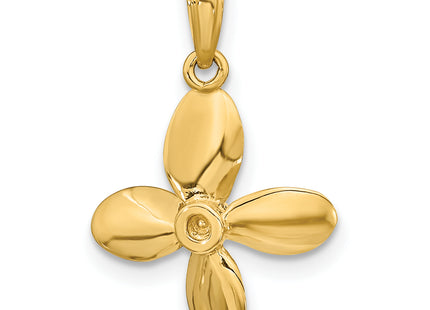 14K 3-D w/ 4 Blades Propeller Charm, 20.85 x 15mm