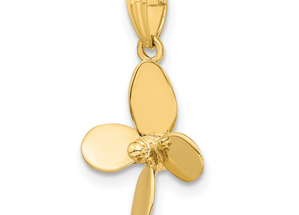 14K 3-D w/ 4 Blades Propeller Charm, 20.85 x 15mm