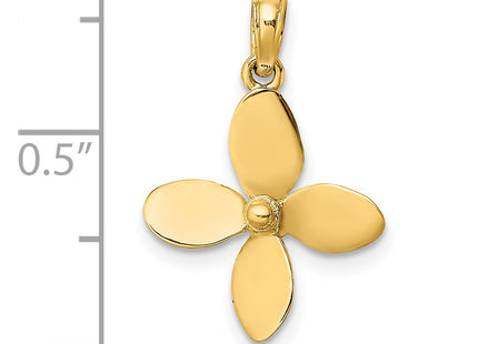 14K 3-D w/ 4 Blades Propeller Charm, 20.85 x 15mm