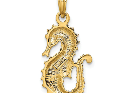 14K Textured Seahorse Charm, 28 x 12.2mm