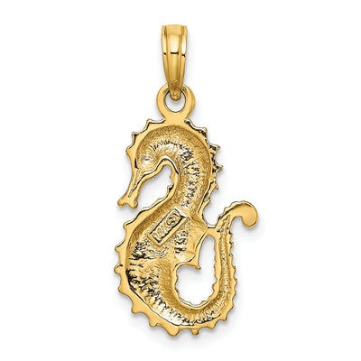 14K Textured Seahorse Charm, 28 x 12.2mm
