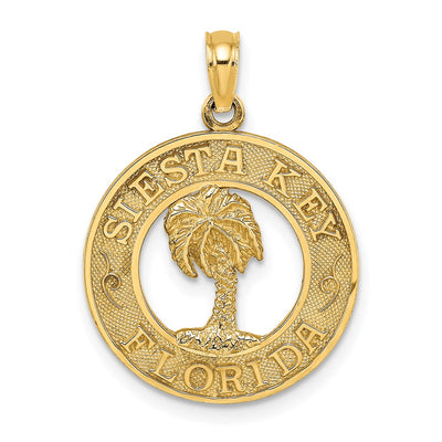 14K SIESTA KEY FLORIDA w/Palm Tree Circle Charm