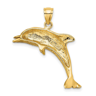 14K Polished Jumping Dolphin Charm, 28 x 32.1mm