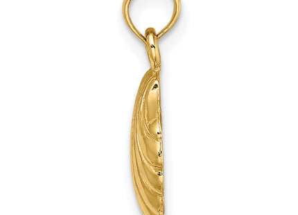 14K Polished Scallop Shell Charm, 19 x 11.05mm