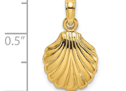 14K Polished Scallop Shell Charm, 19 x 11.05mm