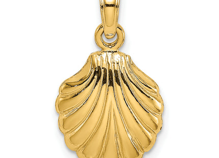 14K Polished Scallop Shell Charm, 19 x 11.05mm
