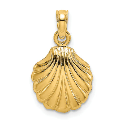 14K Polished Scallop Shell Charm, 19 x 11.05mm