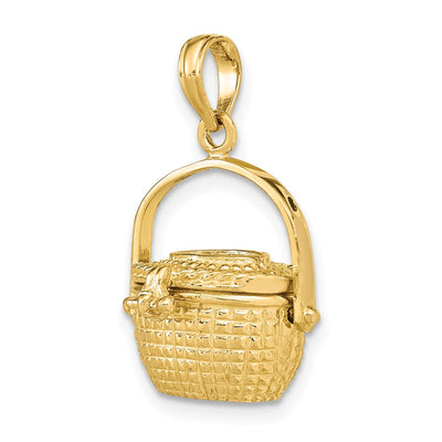 14K 3-D Nantucket Basket Moveable Lid Charm
