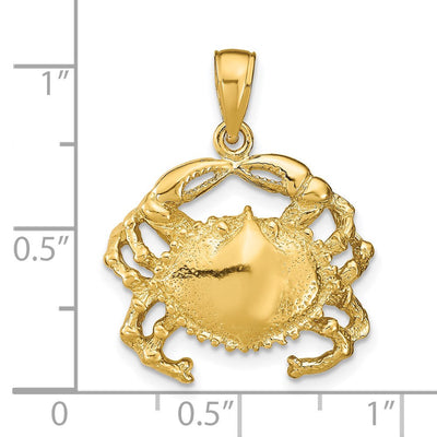 14K Crab Pendant, 25 x 20mm