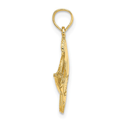 14K Fish Charm, 17 x 23.5mm