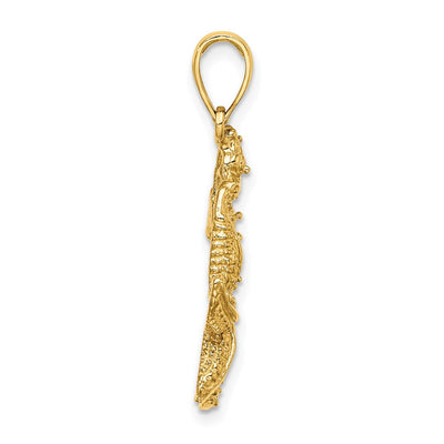 14K Starfish and Seahorse Charm, 32 x 19.25mm