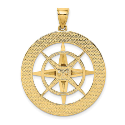 14K Nautical Compass Charm, 41.5 x 33mm