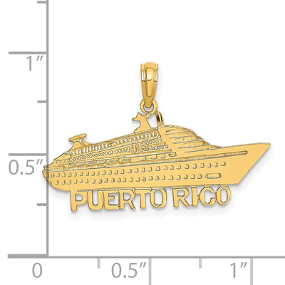 14K Polished PUERTO RICO Cruise Ship Charm