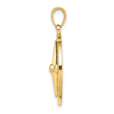 14K Nautical Compass Charm, 29 x 22mm
