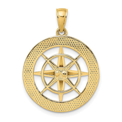 14K Nautical Compass Charm, 29 x 22mm