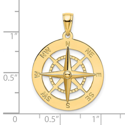 14K Nautical Compass Charm, 29 x 22mm