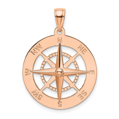 14K rose gold compass pendant