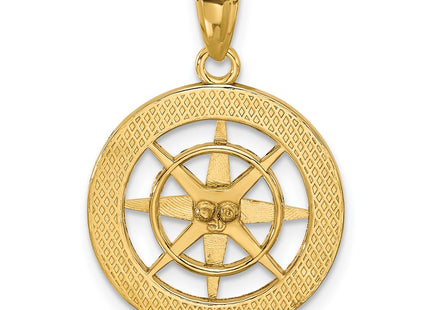 14K gold compass charm, further view