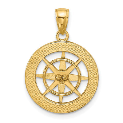 14K Nautical Compass Charm, 26 x 18mm