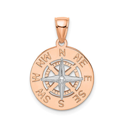 14K rose gold compass pendant