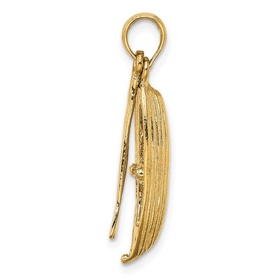 14K 3-D Boat W/Dangling Oars Charm