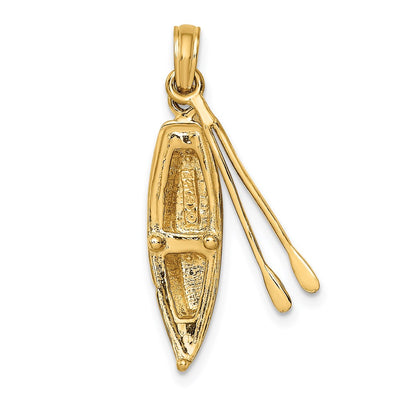 14K 3-D Boat W/Dangling Oars Charm