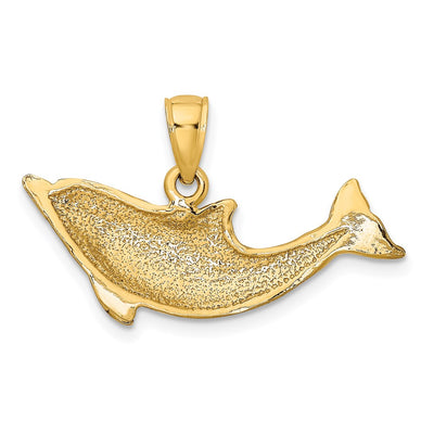 14K Polished Dolphin Charm, 18 x 27.8mm
