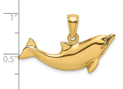 14k Polished Dolphin Charm, 18 x 27.8mm