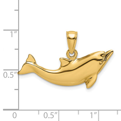 14K Polished Dolphin Charm, 18 x 27.8mm