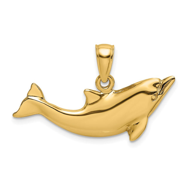 14k Polished Dolphin Charm, 18 x 27.8mm