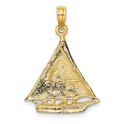14K Polished and Textured Sailboat Charm