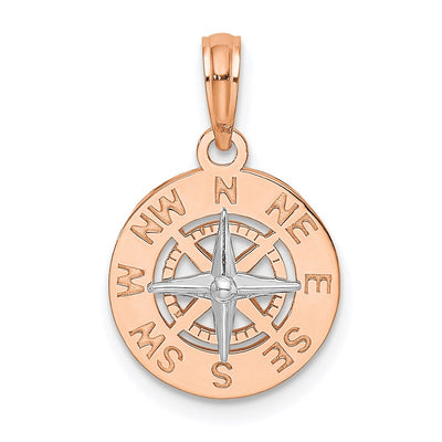 14K rose gold compass pendant