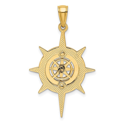 14K Star Frame w/ Nautical Compass Center Charm